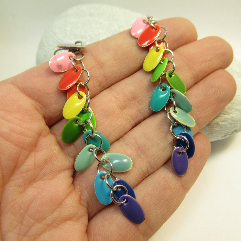 Long enamel dangle earrings